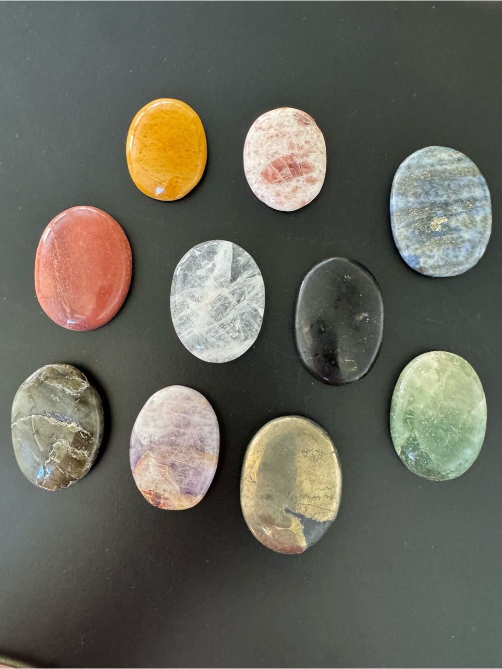 Crystal Worry Stone Lot 10pc Meditation Thumb Stone Set Sodalite Tourmaline